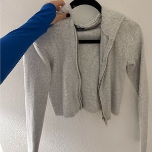 Brandy Melville Gray Zip-Up Hoodie